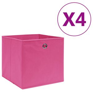 vidaXL Storage Box | Set of 4 | Pink | Non-woven Fabric | Medium | Foldable