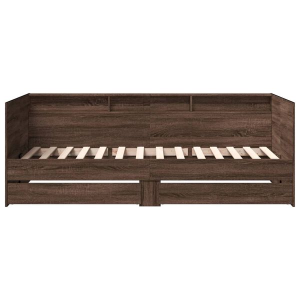 vidaXL Daybed with Drawers without Mattress Brown Oak 100x200 cm