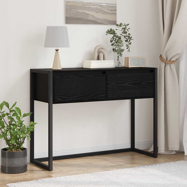 vidaXL End Table Black Oak 100 x 36 x 75 cm Engineered Wood