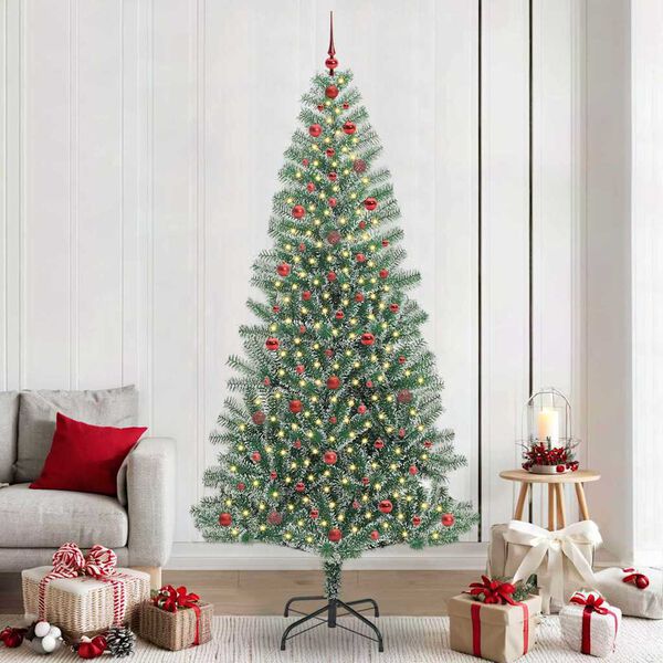 vidaXL Artificial Christmas Tree Snow Flocked with LED Light 240 cm