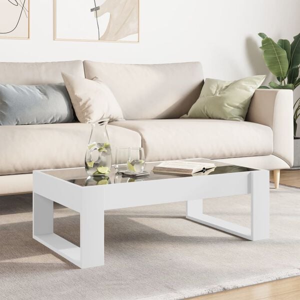 vidaXL Coffee Table with Infinity LED White 90x53x30 cm