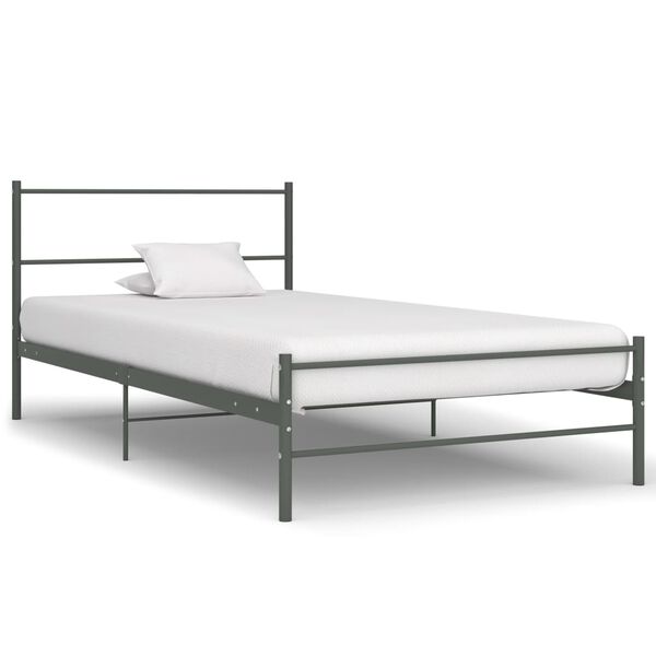 vidaXL Bed Frame without Mattress Grey Metal 100x200 cm
