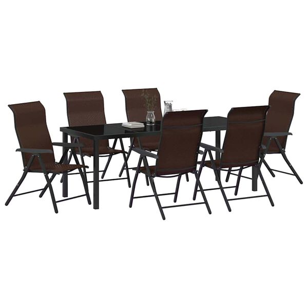 vidaXL Garden Dining Set 7 pcs Brown Powder-Coated Steel