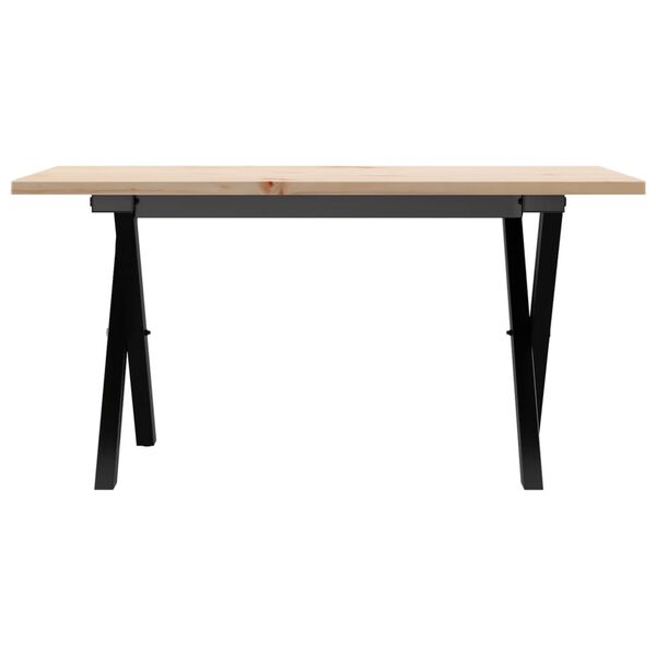 vidaXL Coffee Table X-Frame 80x50x40 cm Solid Wood Pine and Steel
