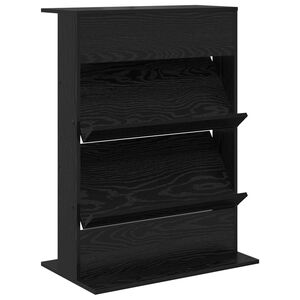 vidaXL Magazine Rack Black Oak 70 x 41 x 96 cm Engineered Wood