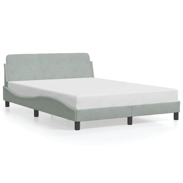 vidaXL Bed Frame "Dover" Light Grey 135x190 cm Double Velvet