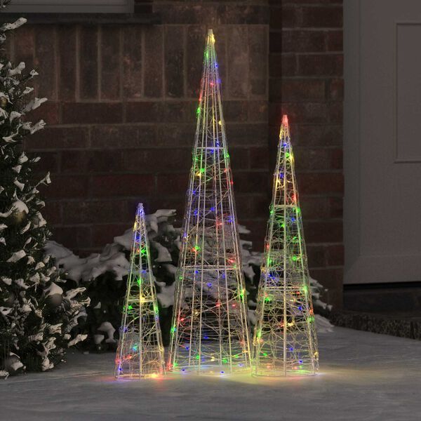 vidaXL Christmas Tree 3 pcs Multicolour 20 x 20 x 80 cm Acrylic