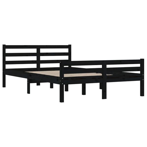 vidaXL Bed Frame without Mattress Black Solid Wood 140x190 cm