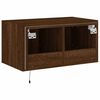vidaXL TV Wall Cabinet with LED Lights Brown Oak 60x35x31 cm