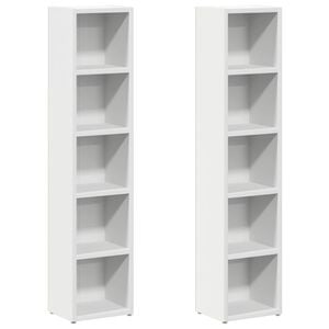 vidaXL CD Cabinets 2 pcs White 21x16x93,5 cm Engineered Wood