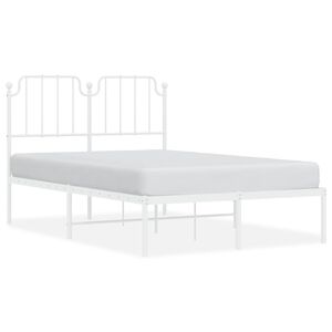 vidaXL Metal Bed Frame without Mattress with Headboard White 120x190cm