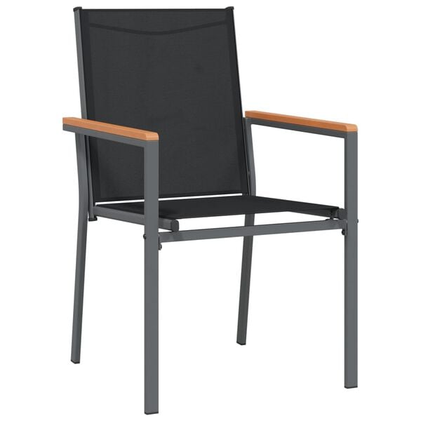 vidaXL Garden Chairs 4 pcs Black 55x61.5x90 cm Textilene and Steel