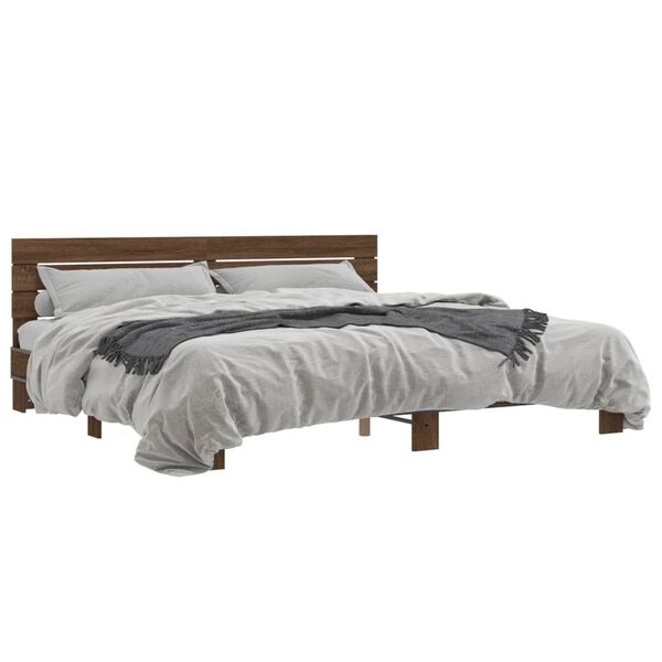 vidaXL Bed Frame without Mattress Brown Oak 200x200 cm