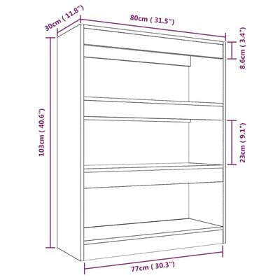 vidaXL Book Cabinet/Room Divider Black 80x30x103 cm Engineered wood