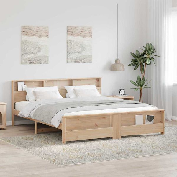 vidaXL Bed Frame with Headboard Brown 200 x 200 cm Engineered Wood