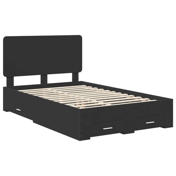 vidaXL Bed Frame with Headboard Black 120 x 200 cm Engineered Wood