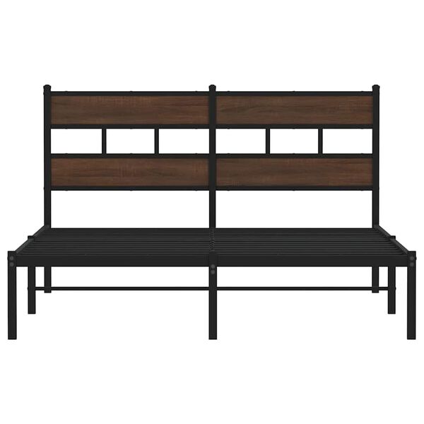 vidaXL Bed Frame without Mattress with Headboard Brown Oak 140x200 cm