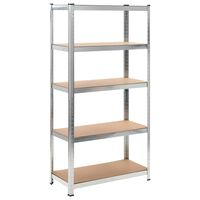 vidaXL Storage Shelf Silver 90x90x180 cm Steel and MDF