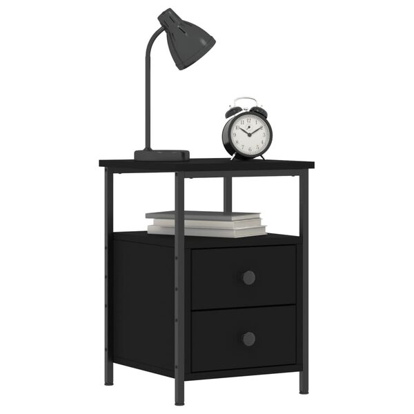 vidaXL Bedside Cabinet Black 34x35.5x50 cm Engineered Wood