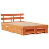 vidaXL Bed Frame with Headboard Wax Brown 120 x 190 cm Solid Pine Wood
