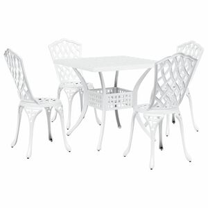 vidaXL Garden Table Set 5 pcs White Cast Aluminium