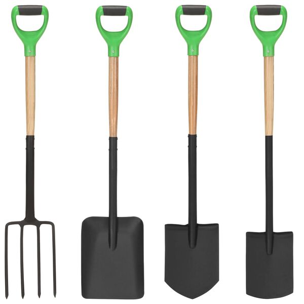 vidaXL 4 Piece Garden Tool Set D Grip Steel and Hardwood