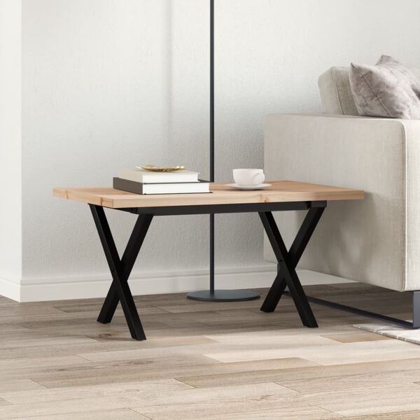 vidaXL Coffee Table X-Frame 80x50x40.5 cm Solid Wood Pine and Steel