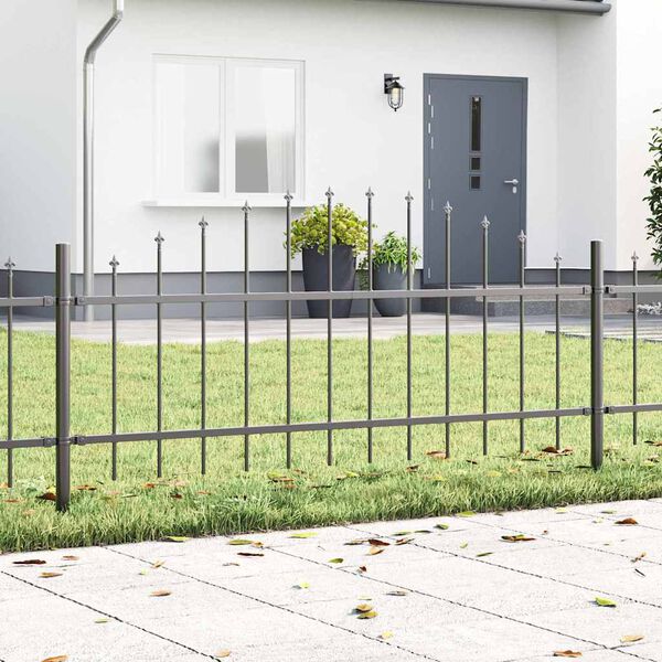 vidaXL Garden Fence Grey 170 x 115 cm Powder-Coated Steel