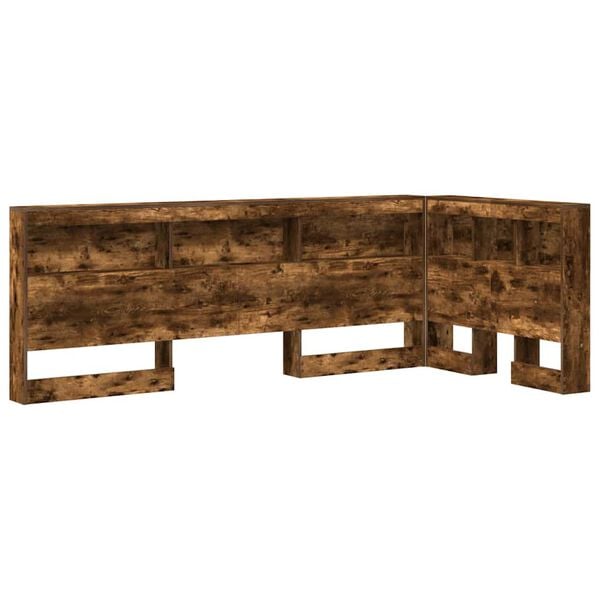 vidaXL Storage Headboard with Shelf Smoked Oak 90 cm Engineered Wood