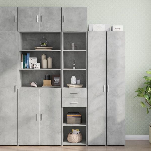 vidaXL Slim Storage Cabinet Concrete Grey 40x42.5x225 cm Engineered Wood