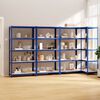 vidaXL 5-Layer Shelves 4 pcs Blue Steel&Engineered Wood