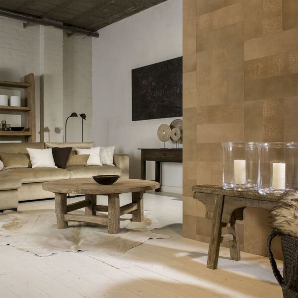 WallArt Leather Tiles Nathan Vintage Brown 16 pcs