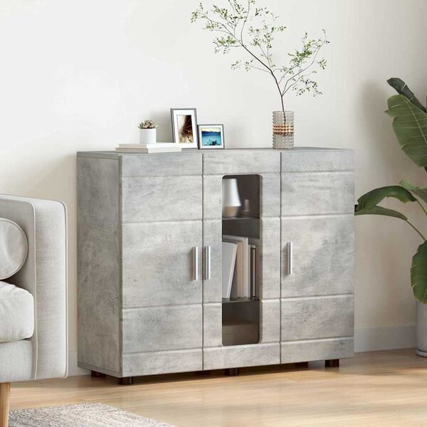 vidaXL Wooden Cabinet with Storage Concrete Grey 88.5 x 30.5 x 73 cm