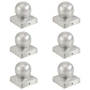 vidaXL Post Caps 6 pcs Globe Final Galvanised Metal 71x71 mm