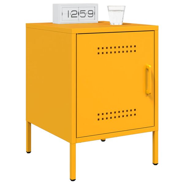 vidaXL Bedside Cabinets 2 pcs Mustard Yellow 36x39x50.5 cm Steel