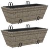 vidaXL Planters with hooks 2 pcs Grey Poly Rattan