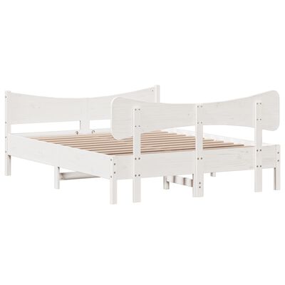 vidaXL Bed Frame with Headboard White 140x200 cm Solid Wood Pine