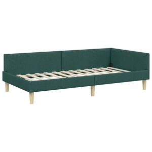 vidaXL Corner Bed Frame with Headboard Dark Green 100 x 200 cm Fabric