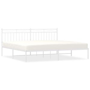 vidaXL Metal Bed Frame without Mattress with Headboard White 193x203cm
