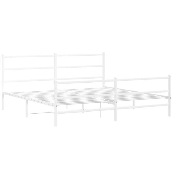 vidaXL Metal Bed Frame without Mattress with Footboard&nbsp;White 193x203cm
