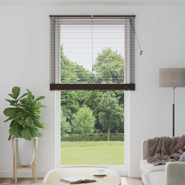 vidaXL Venetian Blind Manual Dark Brown with Pattern 213 x 110 cm PVC