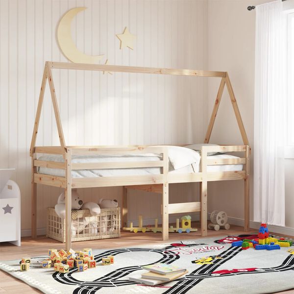 vidaXL High Sleeper Bed without Mattress 80x200 cm Solid Wood Pine