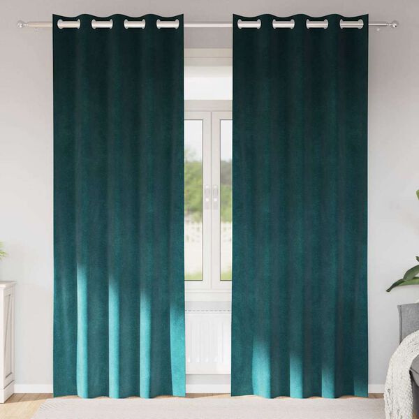 vidaXL Blackout Curtains 2 pcs Dark Green 140 x 225 cm Velvet
