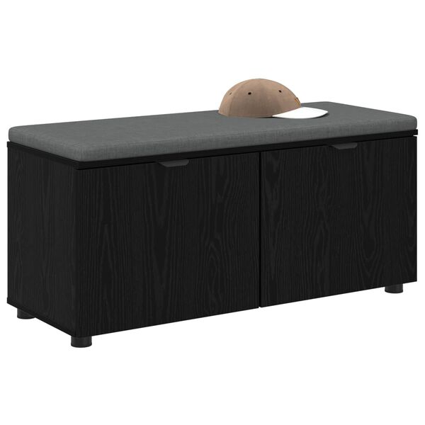 vidaXL Hall Bench with Cushion with Storage Black Oak 100 x 38 x 46 cm