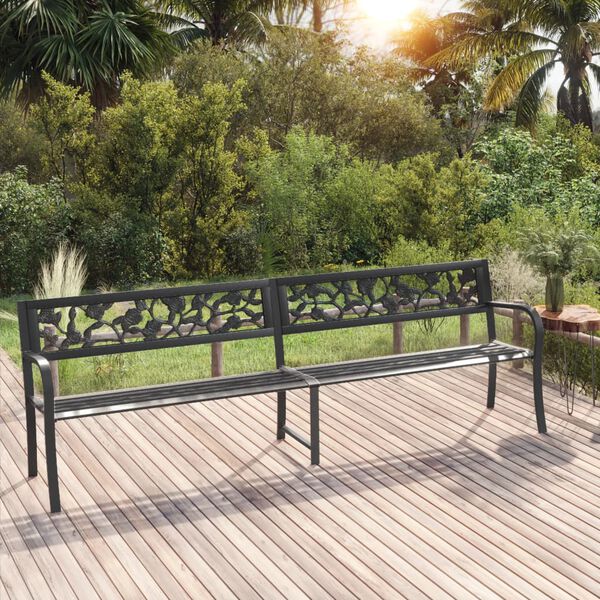 vidaXL Twin Garden Bench 246 cm Black Steel