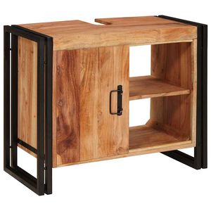 vidaXL Bathroom Sink Cabinet with Door Solid Acacia wood and Iron