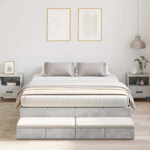 vidaXL Storage Bed Frame Concrete Grey 160 cm Engineered Wood