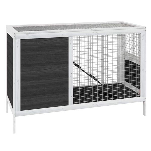 vidaXL Rabbit Hutch Grey 103x44x69.5 cm Solid Wood Pine