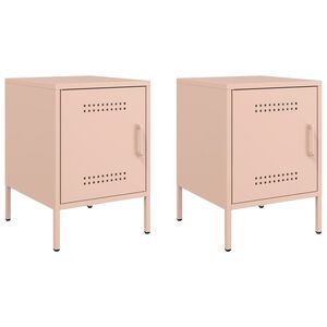 vidaXL Bedside Cabinets 2 pcs Pink 36x39x50,5 cm Steel