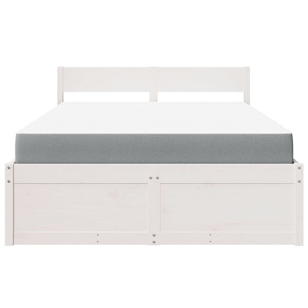 vidaXL Bed with Drawers and Mattress White 140x190 cm Solid Wood Pine